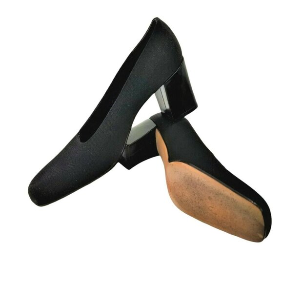 Via Spiga Women's Black Italian Square Toe Slip On Pump Block Heels Size 9 AA - Picture 1 of 11